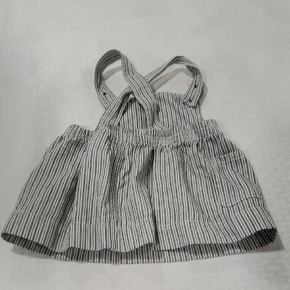 Vintage Striped Baby sailorOveralls dress with Black Buttons size 6M